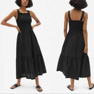 Everlane black cotton smock dress